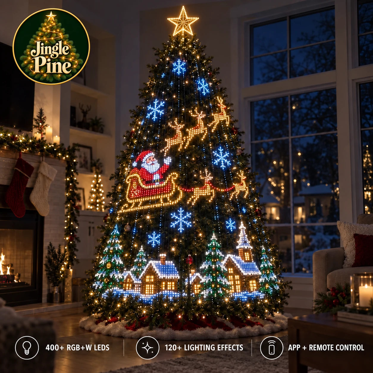 A warm welcome home with JinglePine Christmas pixel curtain lights